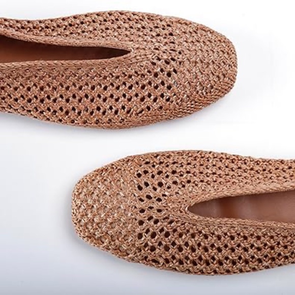 Women's Tan Woven Closed Toe Flats, 10 - Picture 2 of 7